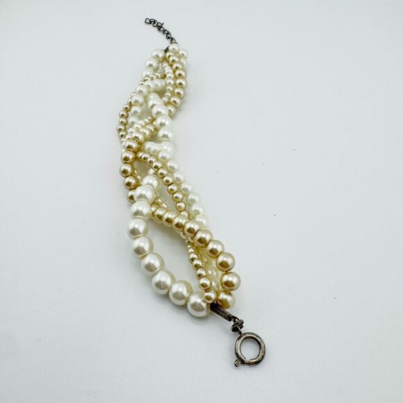 Vintage Faux Pearl Bracelet & Necklace Set Glamour Formal Timeless Retro - Picture 5 of 11